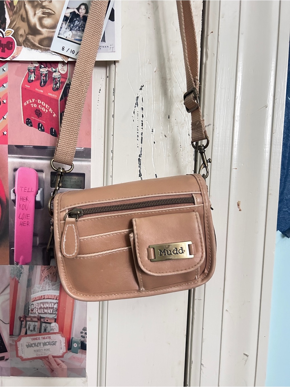 Mudd Tan Crossbody Messenger Bag with Front Pocket